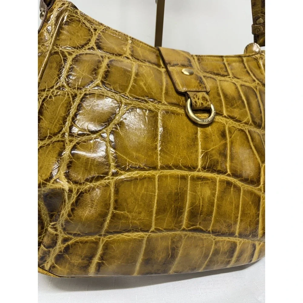 Brahmin Melbourne Croc Embossed Leather Hobo Shoulder Bag Adjustable Straps‎